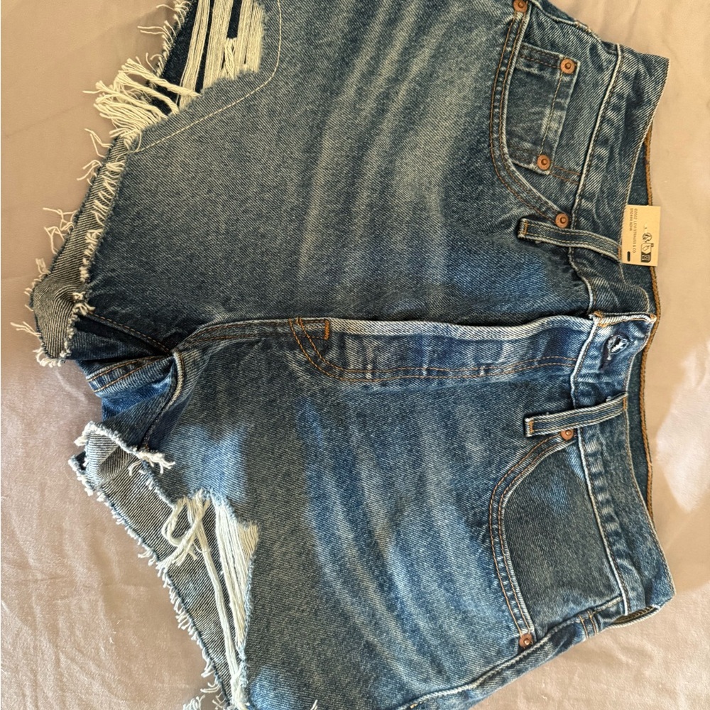 Levi's Blue Distressed Jean Shorts